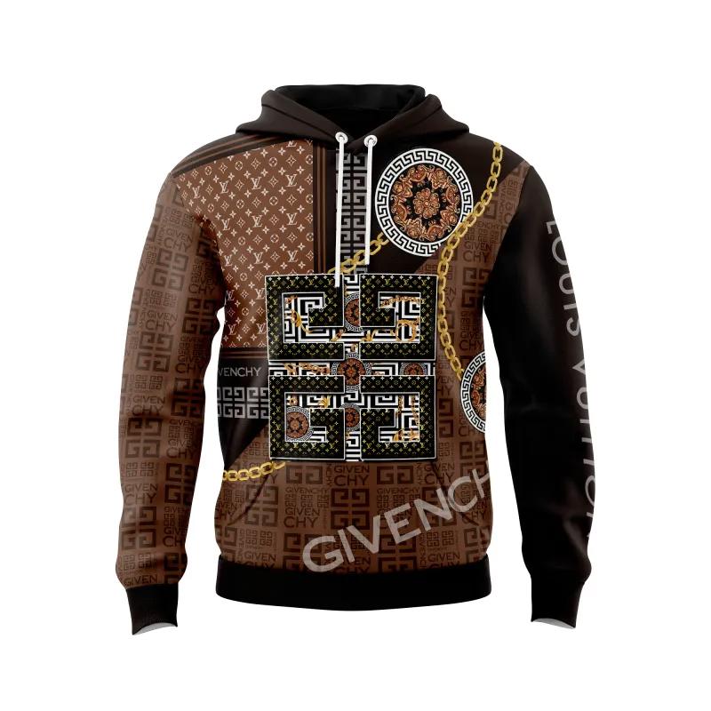Louis vuitton givenchy brown unisex hoodie outfit for men women luxury brand clothing special gift Hoodie 3D