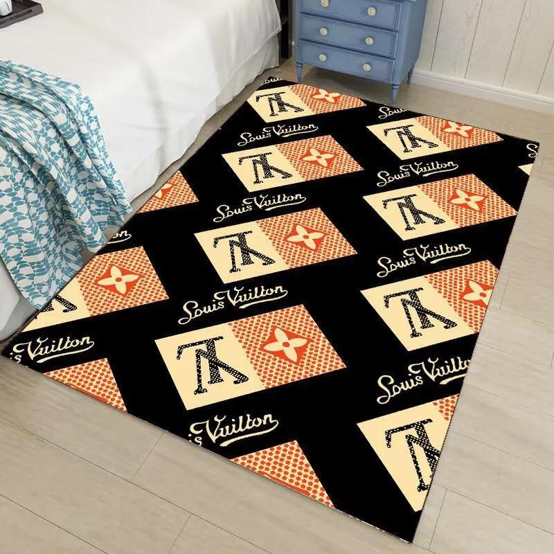 Louis vuitton lv logo type 883. Upgrade Your Living Room with Luxury Home Decor: Area Carpets, Floor Decor, Door Mats, and Hot Gift Items with style a High-End Fashion Brand Rectangle Rug