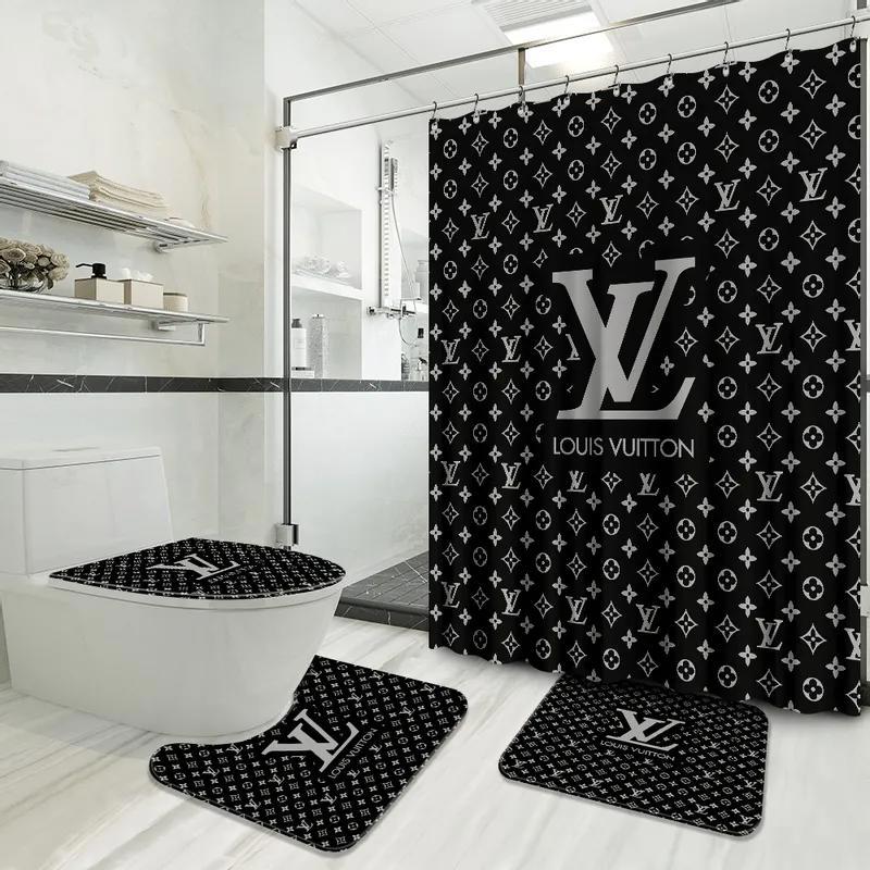 Louis vuitton lv louis vuitton bathroom set luxury fashion brand home decor bath mat hypebeast Bathroom Set