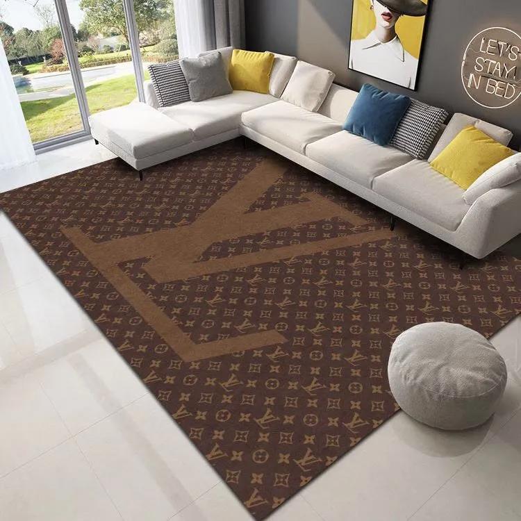 Louis vuitton lv monogram logo type 881. Upgrade Your Living Room with Luxury Home Decor: Area Carpets, Floor Decor, Door Mats, and Hot Gift Items with style a High-End Fashion Brand Rectangle Rug