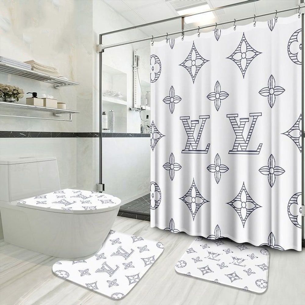 Louis vuitton lv white home decor bath mat hypebeast luxury fashion brand bathroom sets Bathroom Set