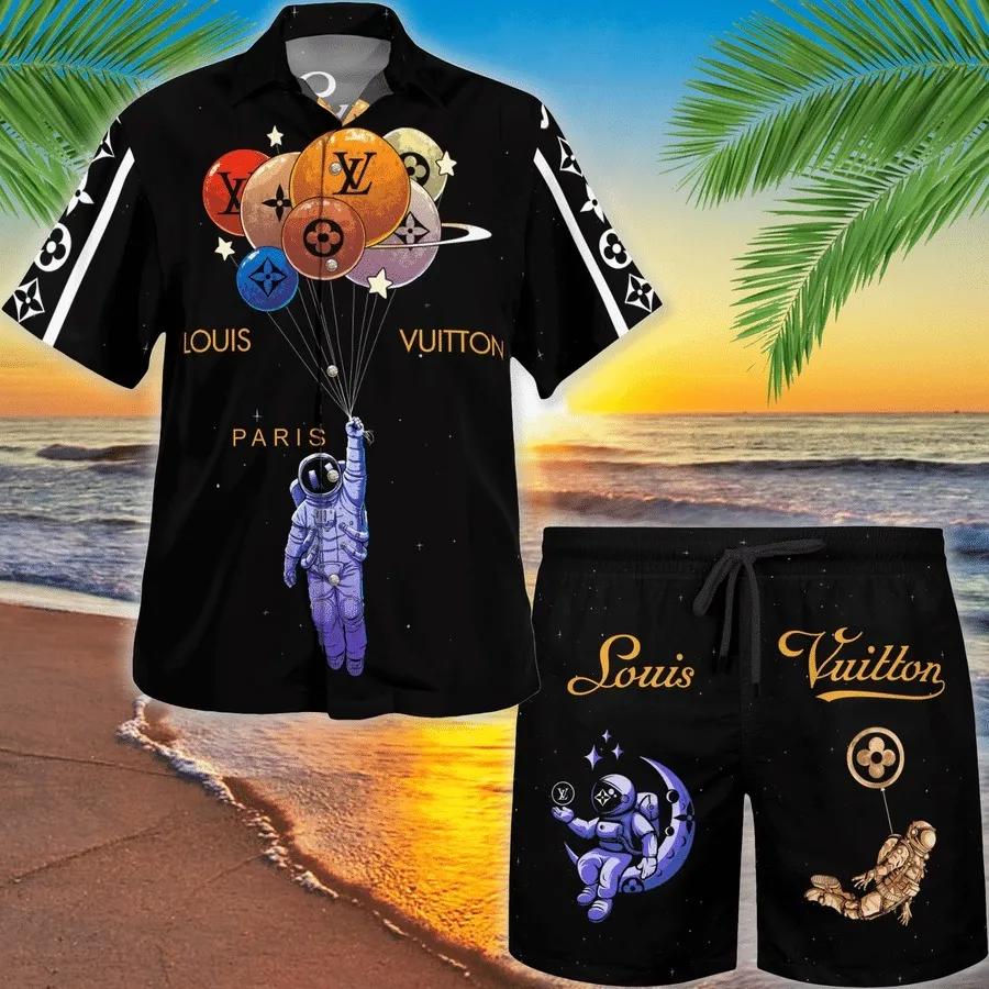 Louis vuitton paris astronaut luxury brand fashion hawaii set Hawaii Shirt Shorts & Flip Flops