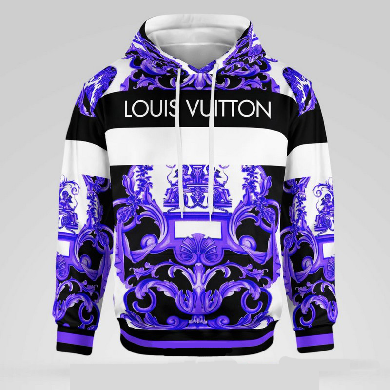 Louis vuitton purple unisex hoodie foren womenvuxury brand clothing clothes outfit Zipper Hoodie 3D