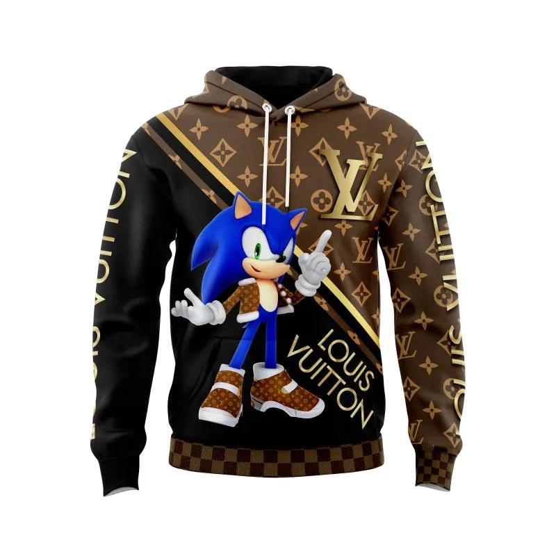Louis vuitton sonic brown black unisex hoodie outfit for men women luxury brand clothing special gift Hoodie 3D