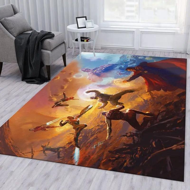 Marvel superheroes avenger vs thanos battle area rug living room Rectangle Rug