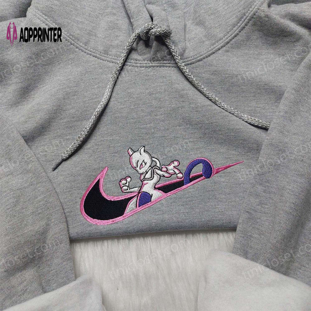 Mewtwo pokemon embroidered shirt sweatshirt & cool anime hoodie – stylish pokemon apparel Embroidered Shirt