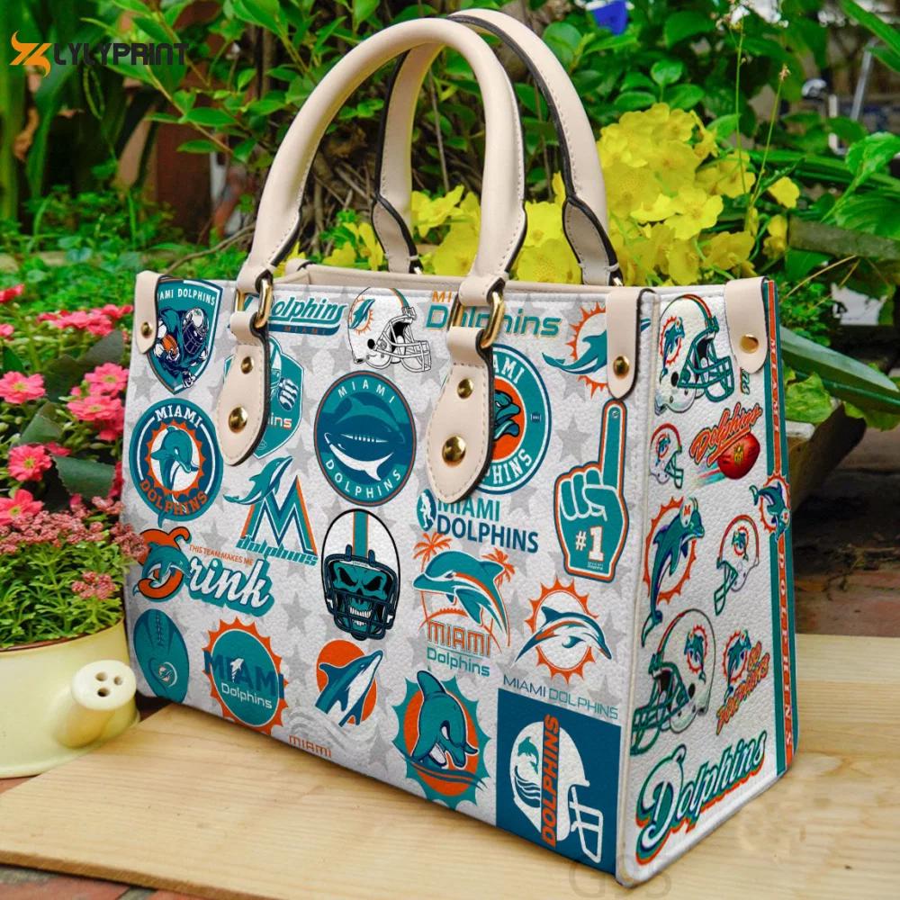 Miami dolphins 2 leather bag for women gift 3986 Women Leather Hand Bag