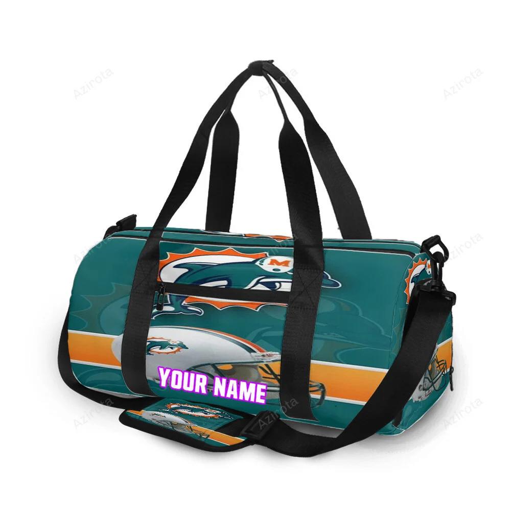 Miami dolphins logo and helmet personalized name travel bag gym bag 1201 Travel Bag