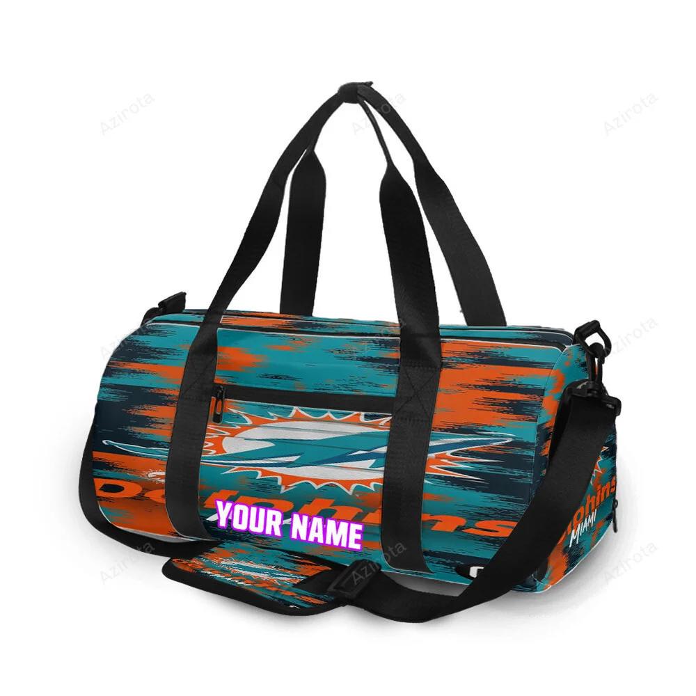 Miami dolphins logo art 5 personalized name travel bag gym bag 726 Travel Bag
