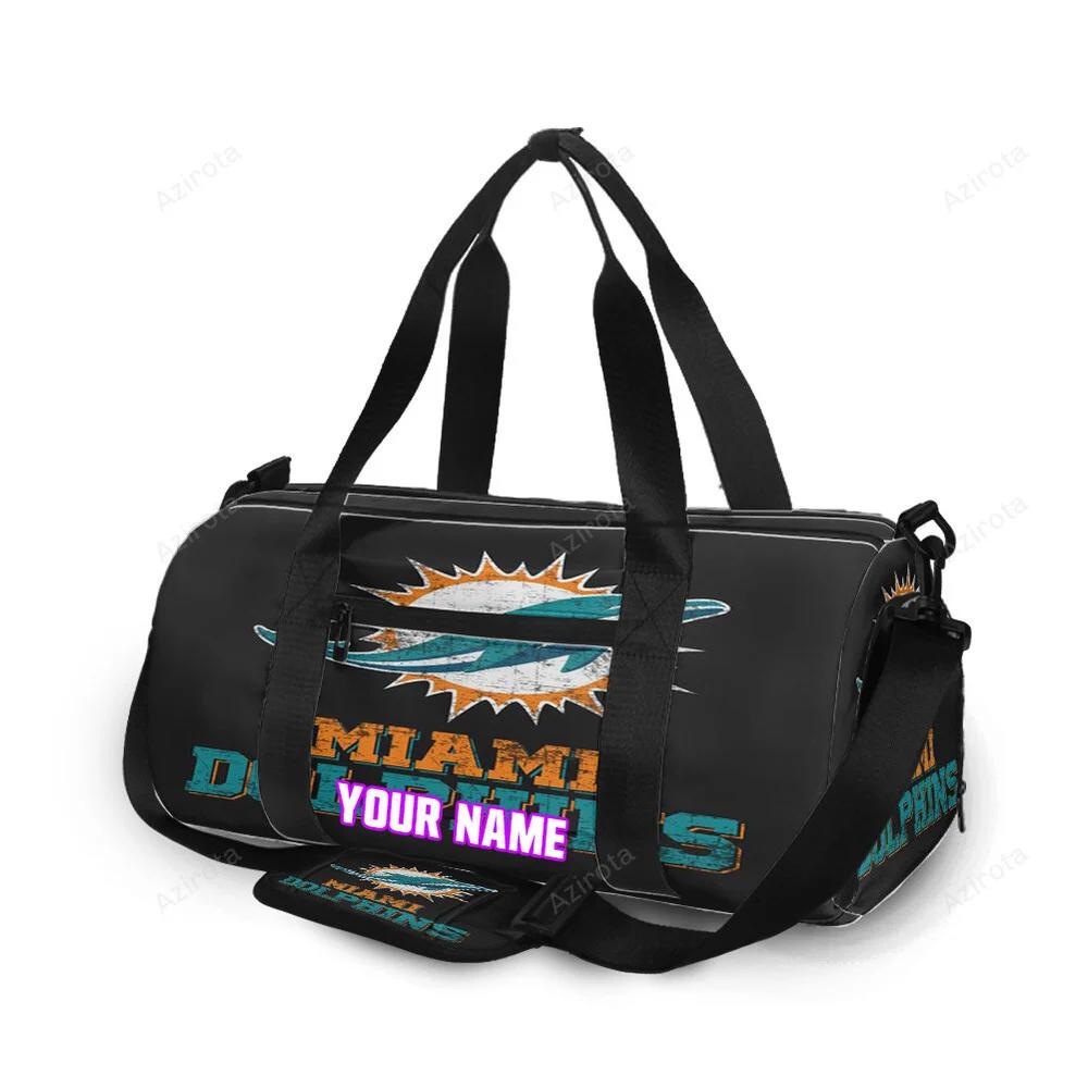 Miami dolphins logo art illustration 2 personalized name travel bag gym bag 1497 Travel Bag