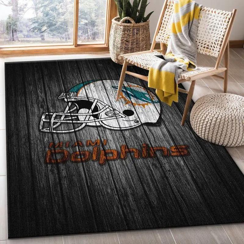 Miami dolphins nfl 22 living room and bed room rug rug regtangle carpet Rectangle Rug