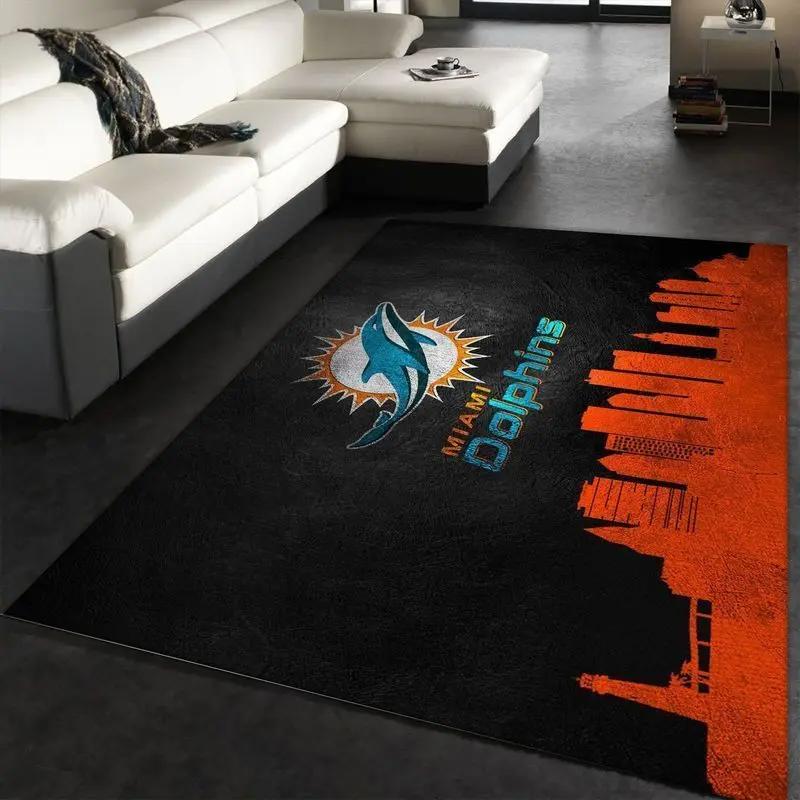 Miami dolphins nfl 34 area rug living room and bed room rug regtangle carpet Rectangle Rug