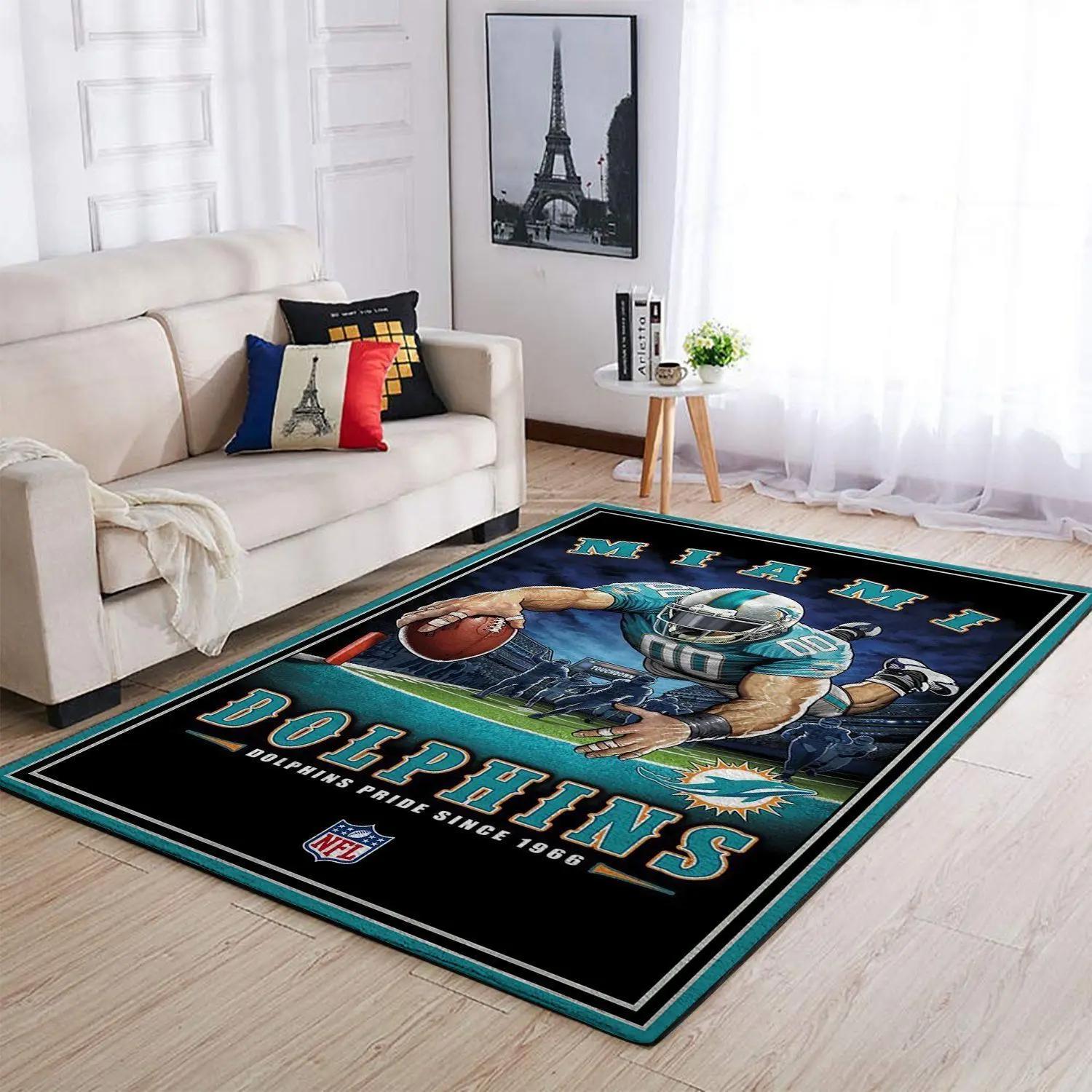 Miami dolphins nfl team pride rectangleliving room carpet rug regtangle carpet Rectangle Rug
