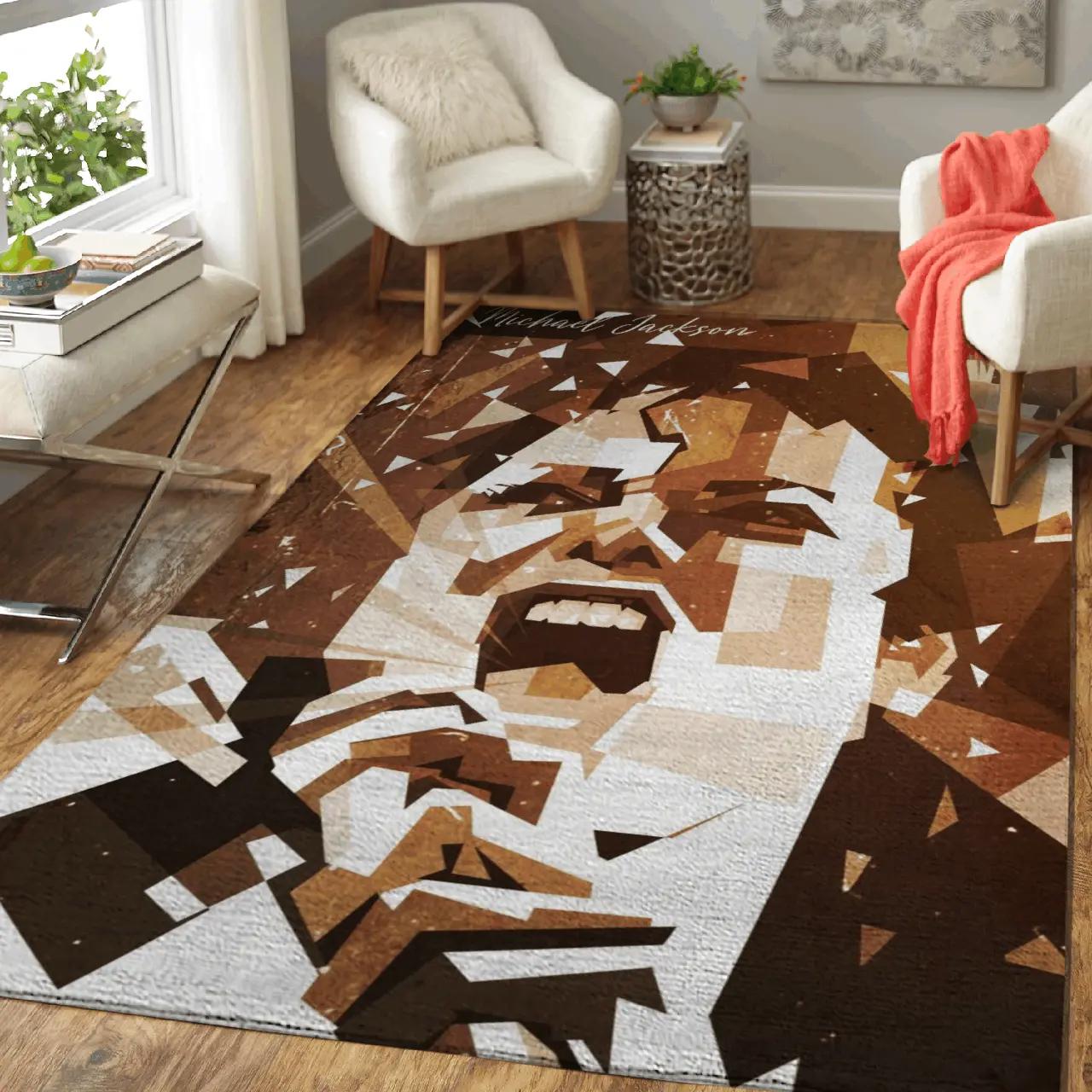 Michael jackson king of pop pop art area rug area rug living room carpet rug regtangle carpet floor decor home decor Rectangle Rug