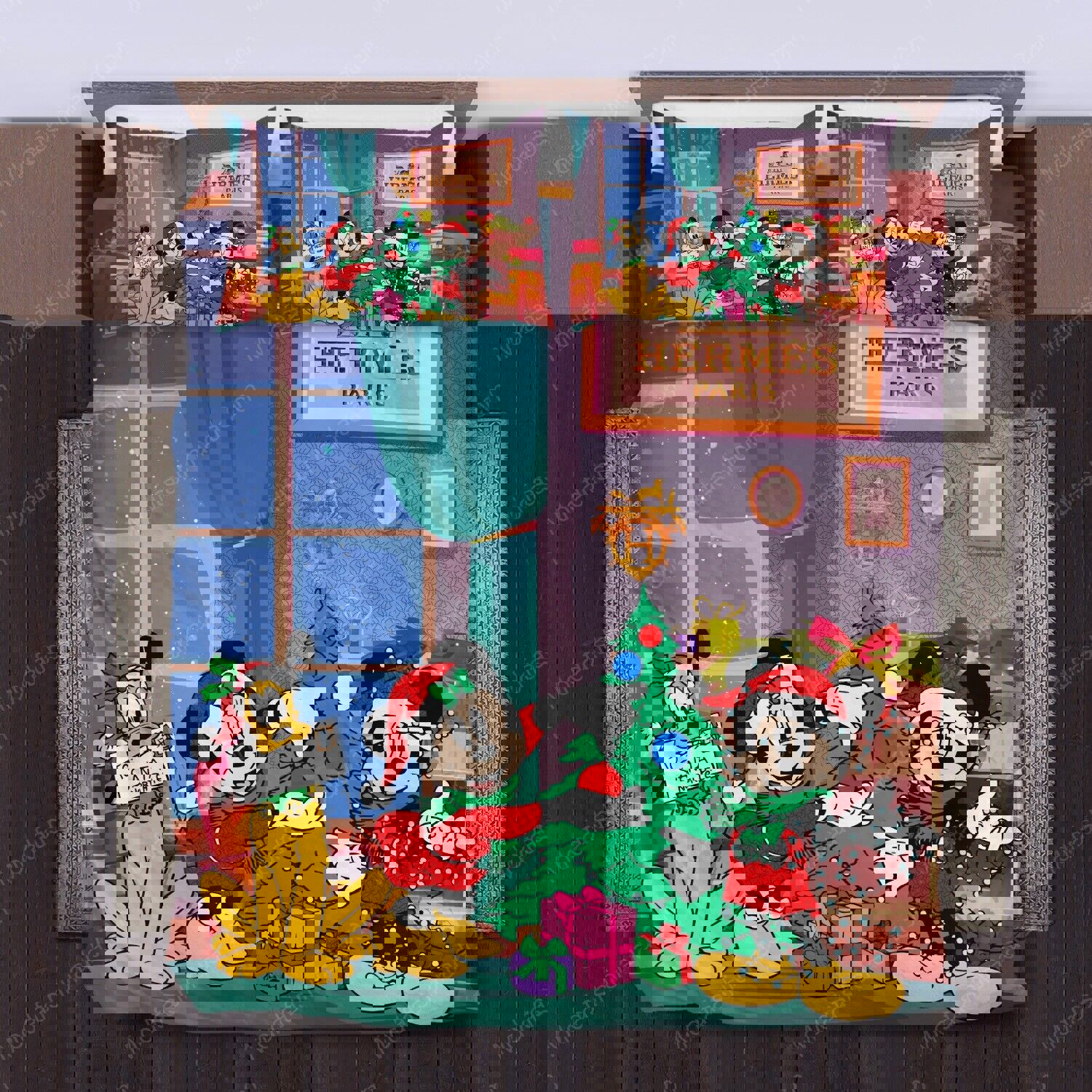 Mickey and minnie hermès merry christmas bedding sets Bedding Sets