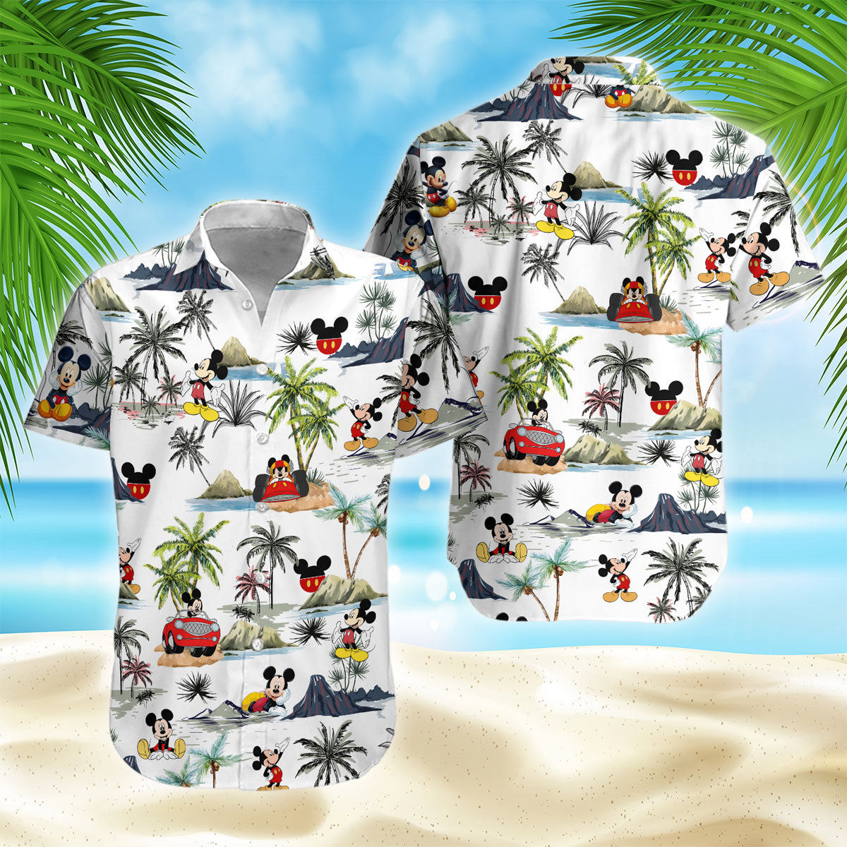 Mickey mouse dn hawaiian aloha shirt hawaiian shirt for women men Hawaii Shirt Shorts & Flip Flops