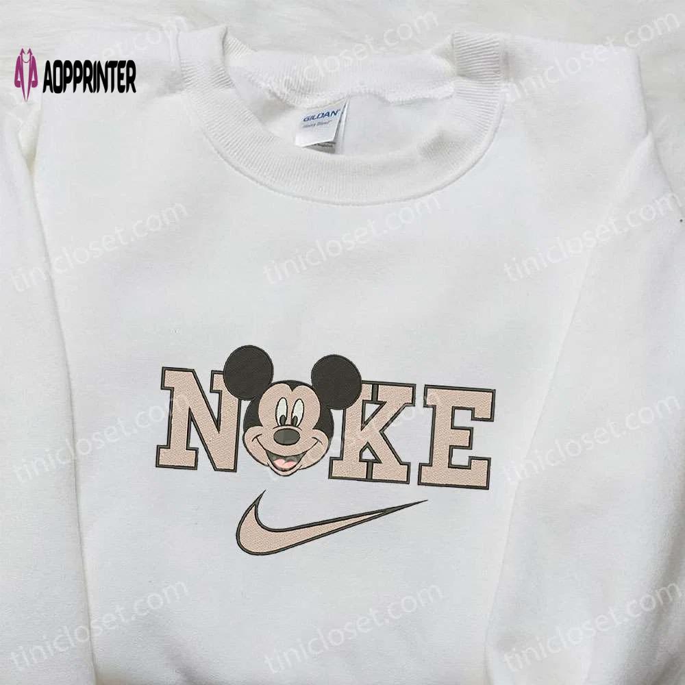 Mickey mouse x nike cartoon hoodie: best birthday gift nike-inspired embroidered shirt Embroidered Shirt