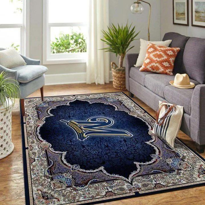Milwaukee brewers area rug mlb team logo carpet living room rugs decor v8378 Rectangle Rug