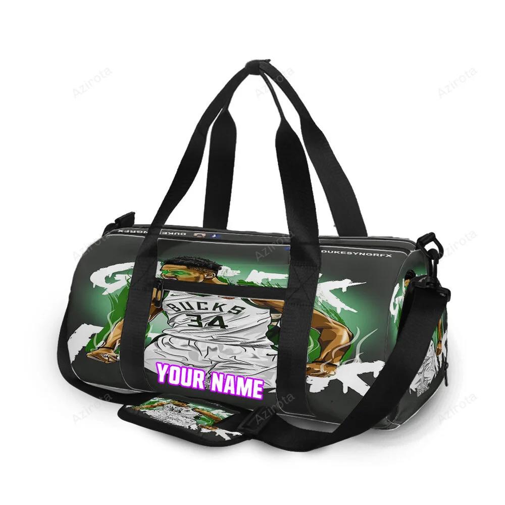 Milwaukee bucks 34 giannis antetokounmpo v32 personalized name travel bag gym bag 1943 Travel Bag