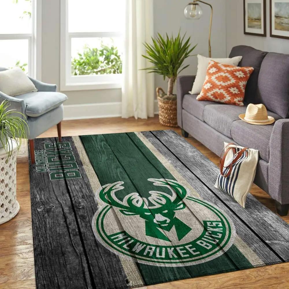 Milwaukee bucks nba wooden style living room carpet rug regtangle carpet Rectangle Rug