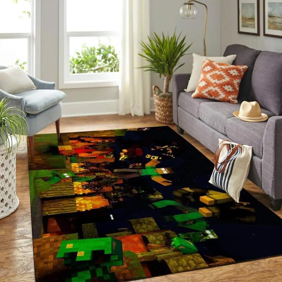 Minecraft area rug living room rug home decor video game gfd 19120720 Rectangle Rug