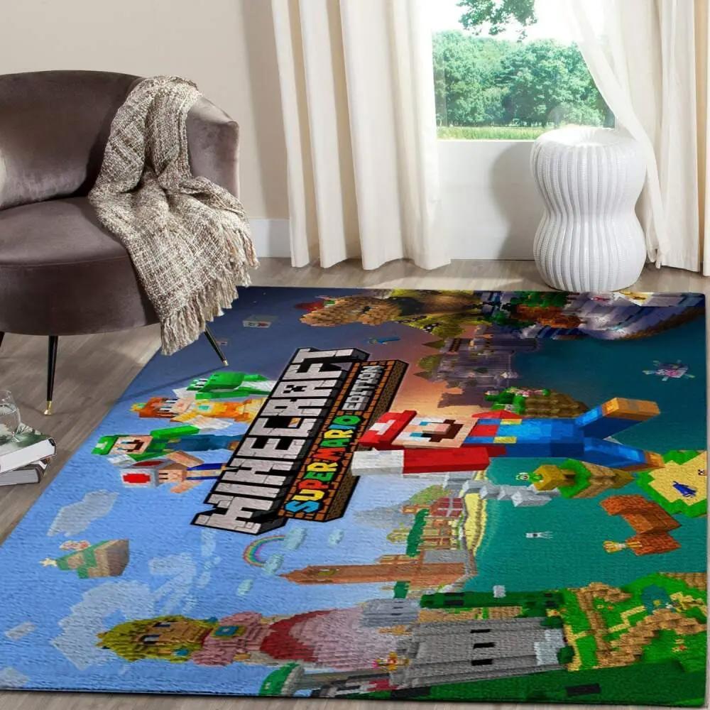 Minecraft area rug video game carpet gamer living room rugs rug regtangle carpet floor decor home decor v268 Rectangle Rug