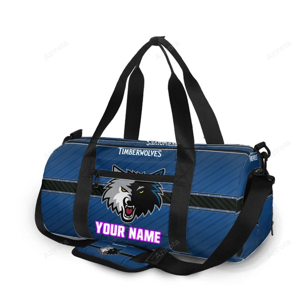 Minnesota timberwolves emblem v10 personalized name travel bag gym bag 1028 Travel Bag