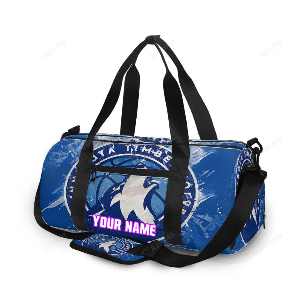 Minnesota timberwolves emblem v12 personalized name travel bag gym bag 225 Travel Bag