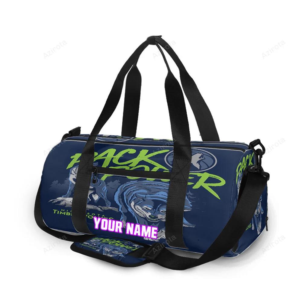 Minnesota timberwolves mascot v44 personalized name travel bag gym bag 1413 Travel Bag