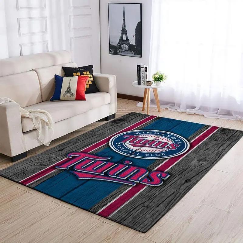 Minnesota twins wooden style area rug mlb baseball team logo home decor rug 4 Rectangle Rug