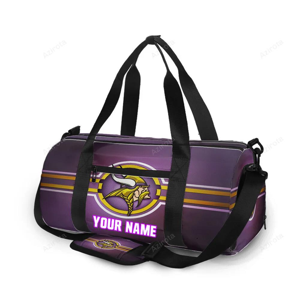 Minnesota vikings emblem metal v2 personalized name travel bag gym bag 253 Travel Bag