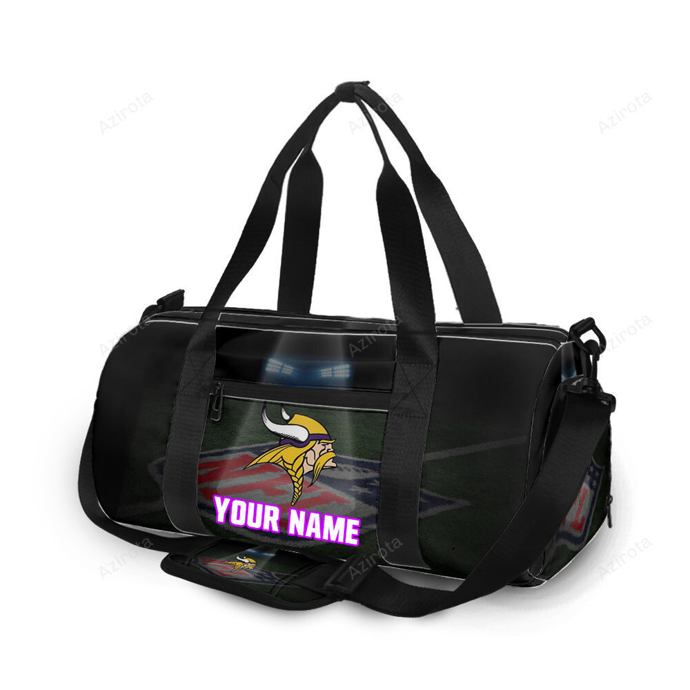 Minnesota vikings emblem nfl field personalized name travel bag gym bag 698 Travel Bag