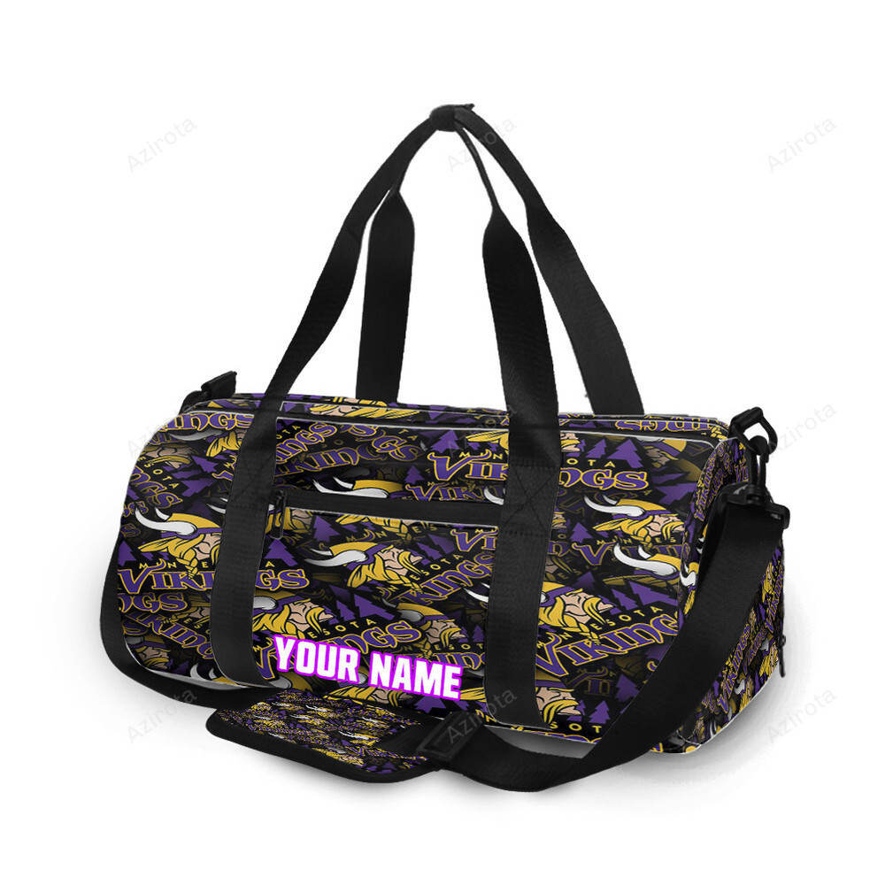 Minnesota vikings emblem v8 personalized name travel bag gym bag 125 Travel Bag