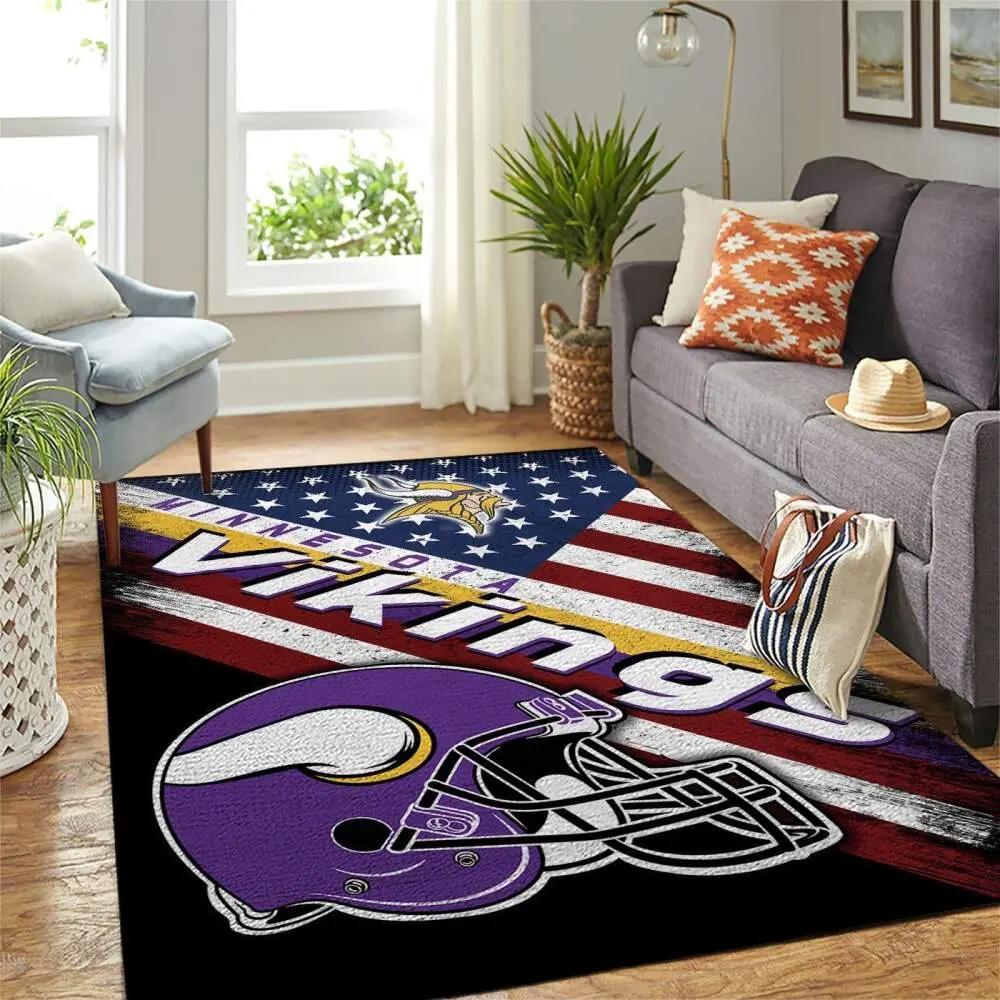 Minnesota vikings nfl american flag living room sports rug regtangle carpet Rectangle Rug