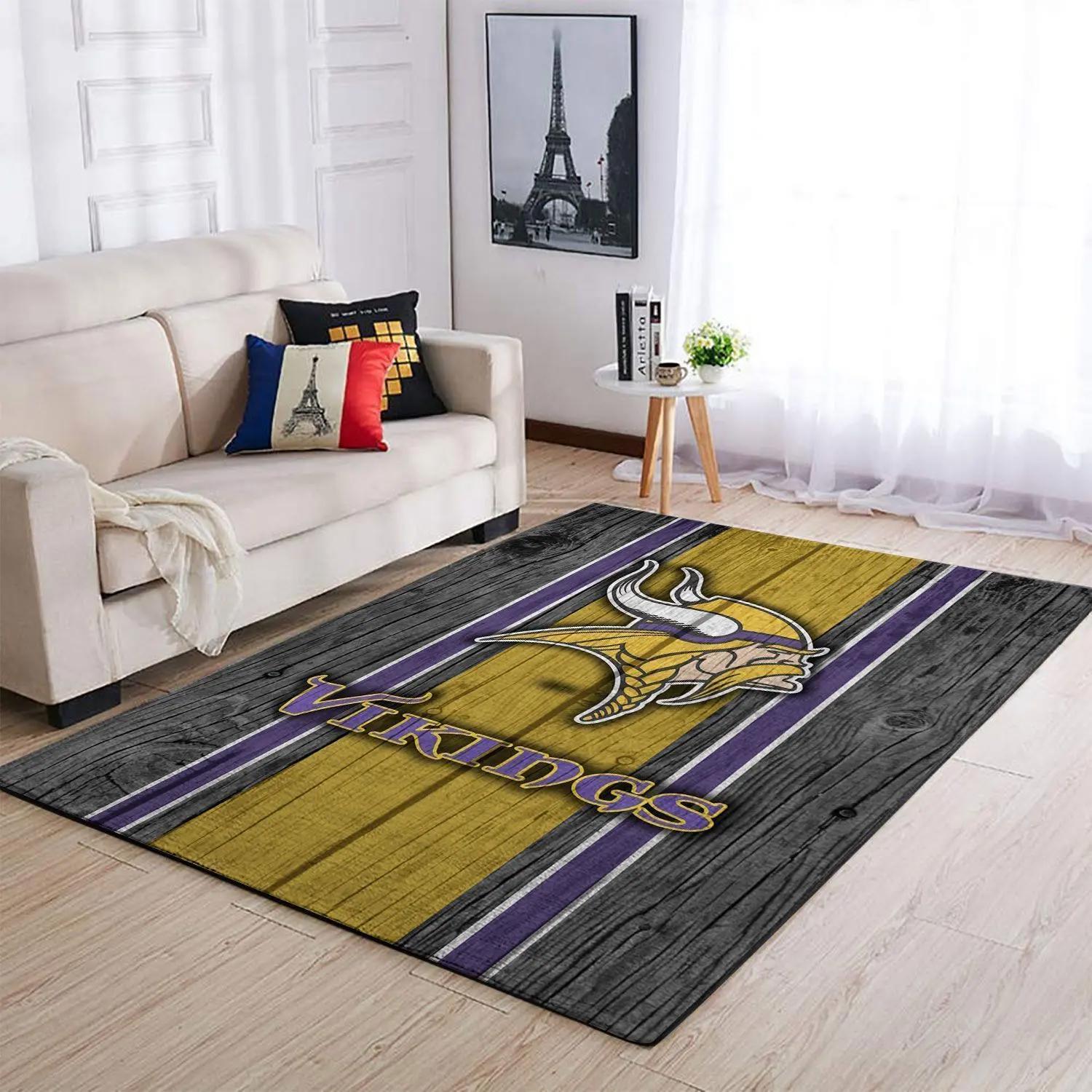 Minnesota vikings nfl living room carpet wooden style home rug regtangle carpet Rectangle Rug