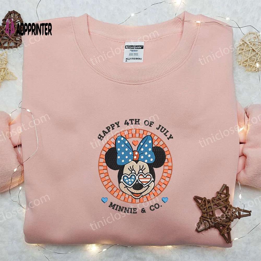 Minnie mouse 4th of july shirt: disney embroidered gift for national day celebrations Embroidered Shirt