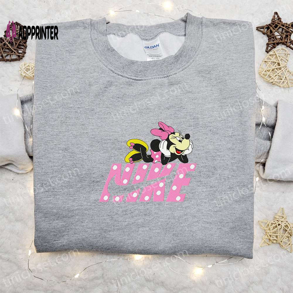 Minnie mouse x nike cartoon embroidered shirt: customized & perfect family gift Embroidered Shirt