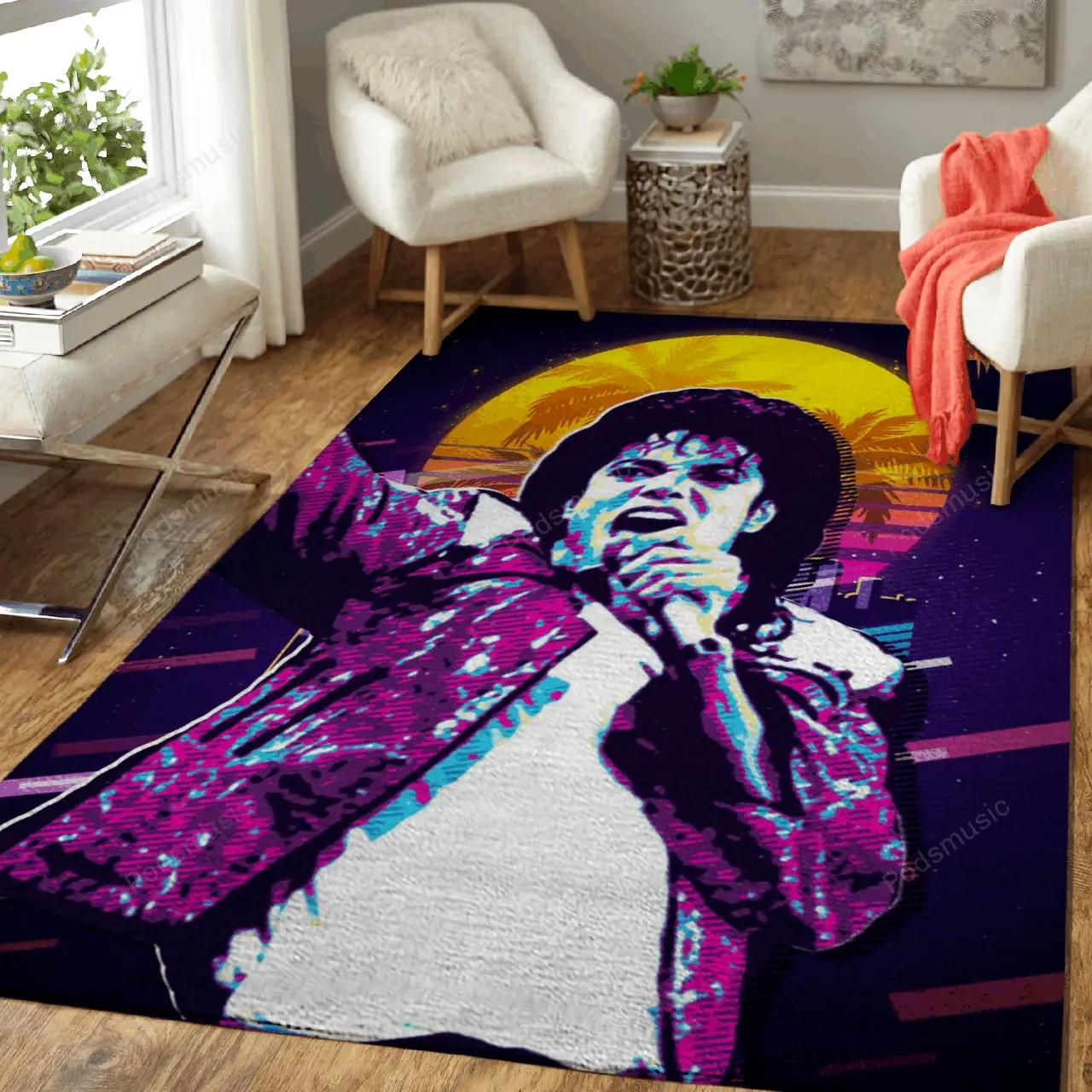 Mj 80s retro music art for fans area rug living room carpet rug regtangle carpet floor decor home decor Rectangle Rug
