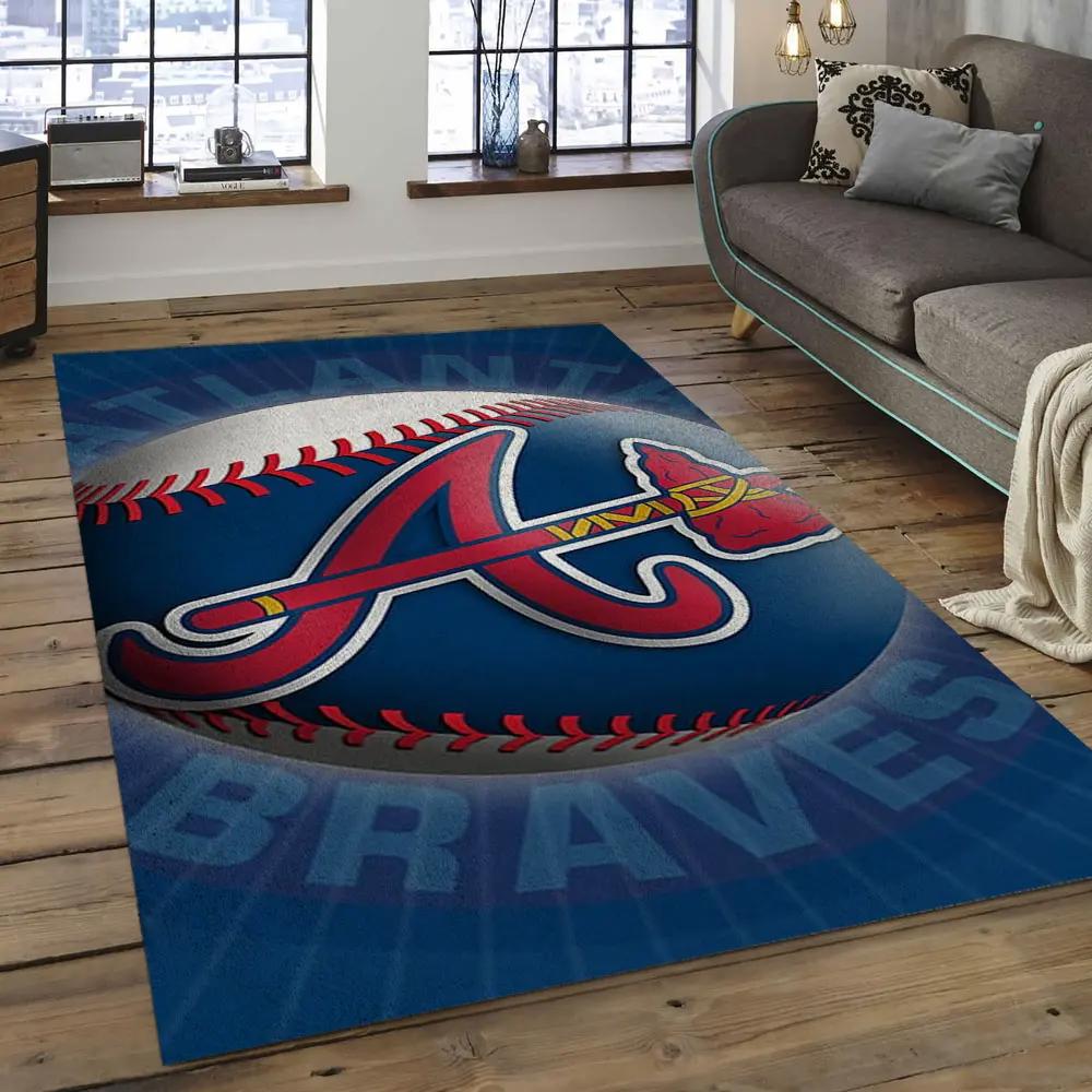 Mlb atlanta braves baseball team logo rectangle area ab01 Rectangle Rug