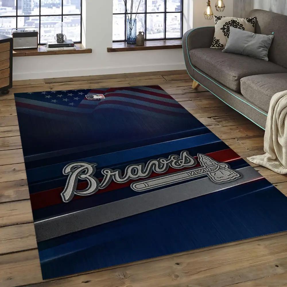 Mlb atlanta braves baseball team logo rectangle area ab07 Rectangle Rug
