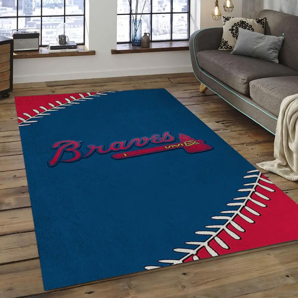 Mlb atlanta braves baseball team logo rectangle area ab25 Rectangle Rug