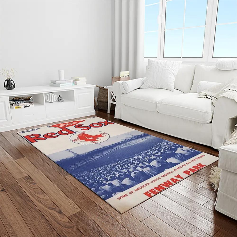 Mlb boston red sox baseball team logo rectangle area rug brs54 Rectangle Rug