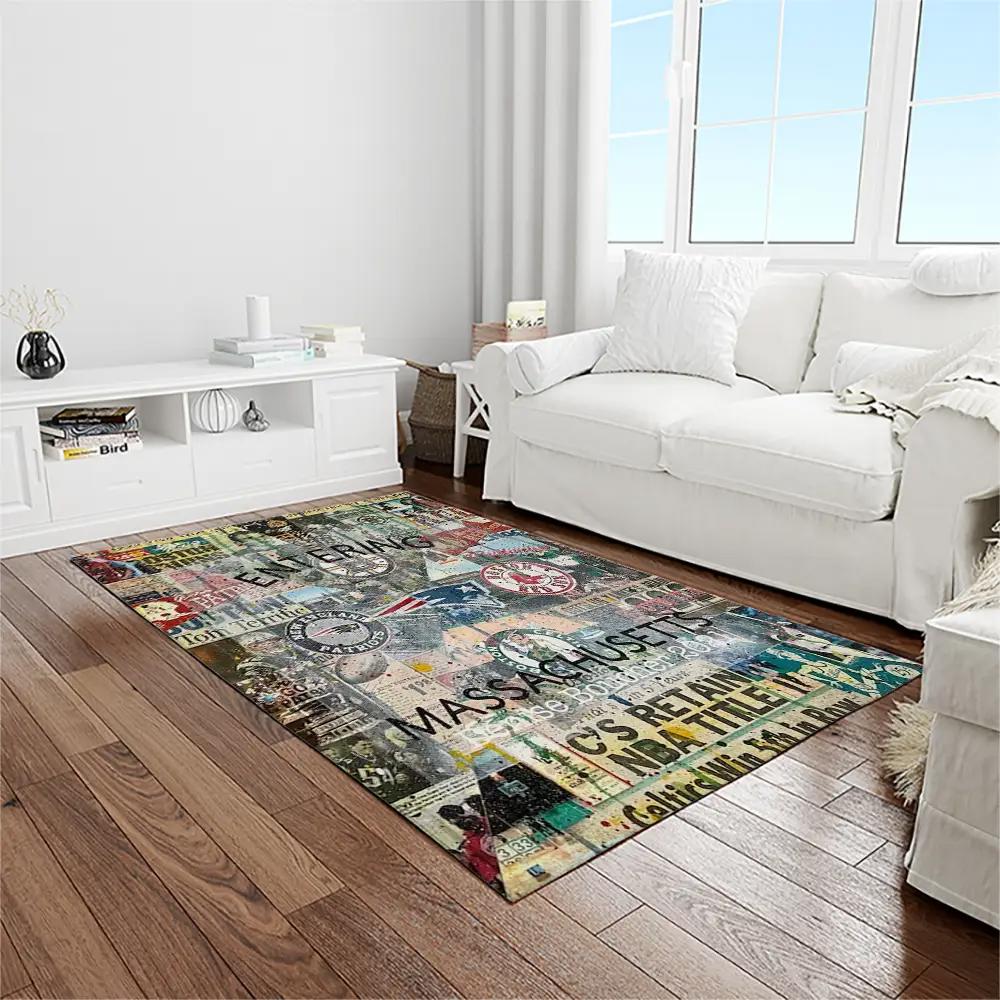 Mlb boston red sox baseball team logo rectangle area rug brs83 Rectangle Rug