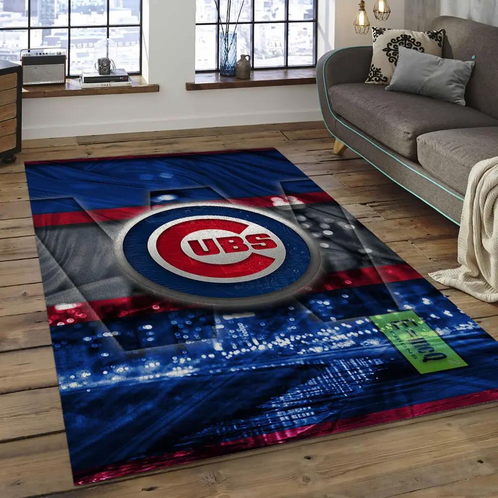 Mlb chicago cubs baseball team logo rectangle area cc34 Rectangle Rug