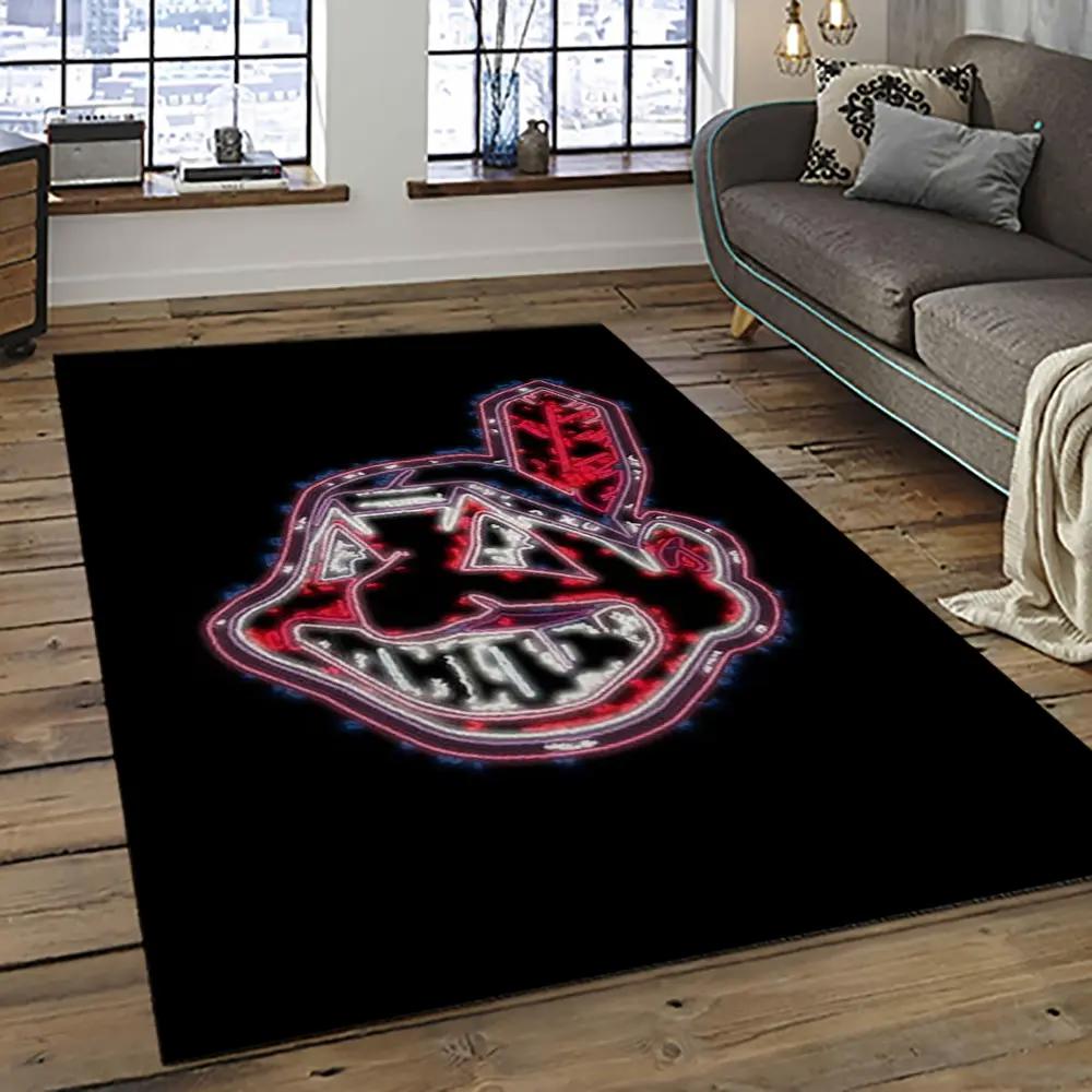 Mlb cleveland indians baseball team logo sport carpet rectangle area rug for living room ci18 Rectangle Rug