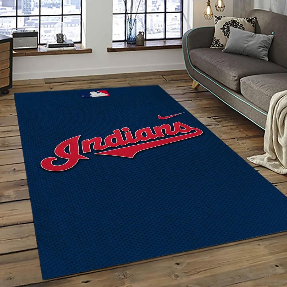 Mlb cleveland indians baseball team logo sport carpet rectangle area rug for living room ci21 Rectangle Rug