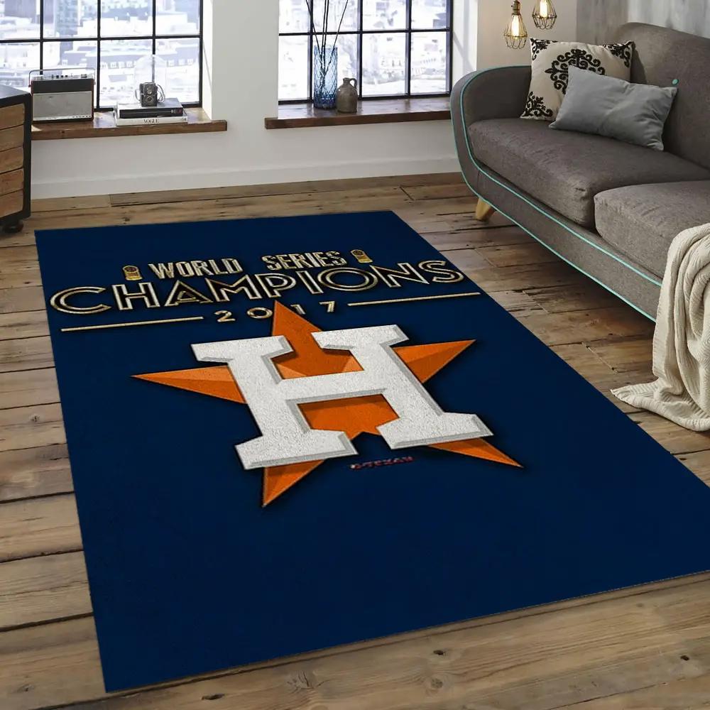 Mlb houston astros baseball team logo rectangle area ha22 Rectangle Rug