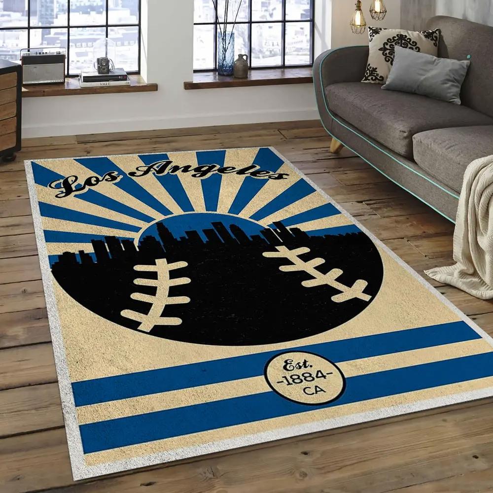 Mlb los angeles dodgers baseball team logo rectangle area lad30 Rectangle Rug