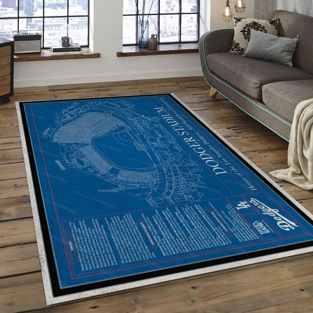 Mlb los angeles dodgers baseball team logo rectangle area lad31 Rectangle Rug