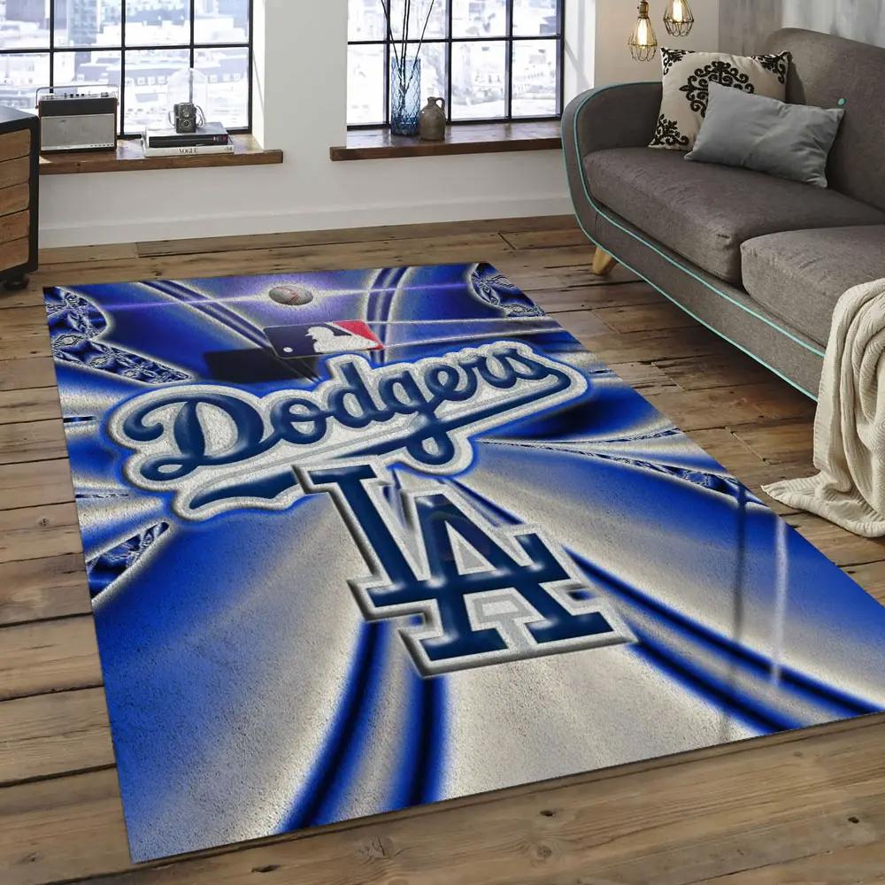 Mlb los angeles dodgers baseball team logo rectangle area lad35 Rectangle Rug